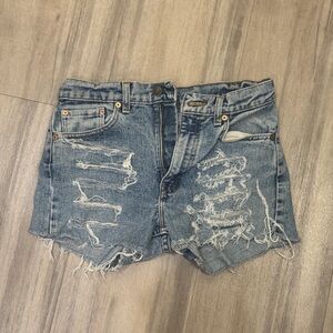 Vintage Levi's Light Blue Distressed Jean Shorts